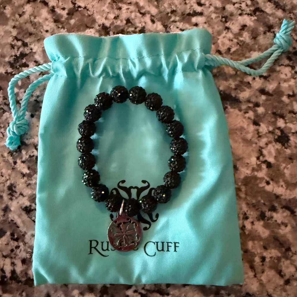 Rustic Cuff Black Lava Bead Bracelet